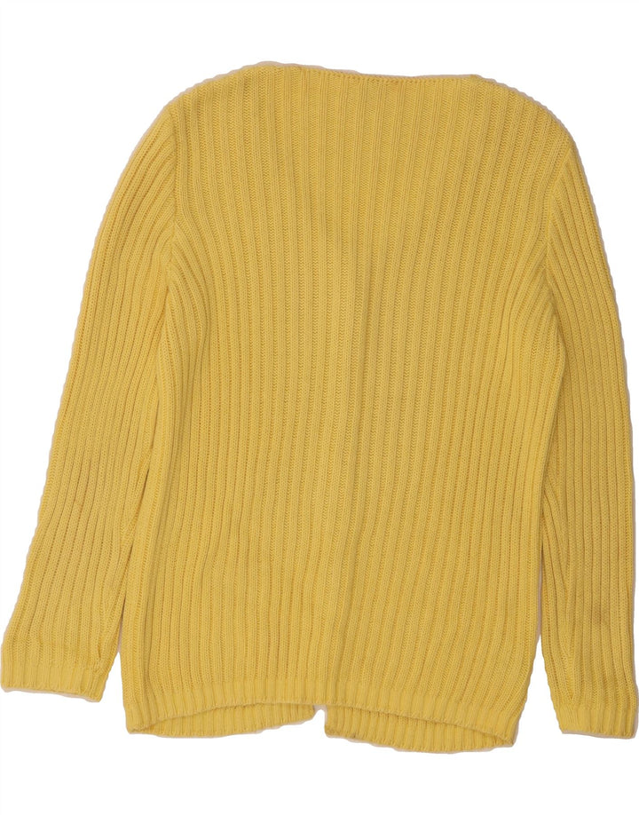 SISLEY Womens Cardigan Sweater UK 14 Medium Yellow Cotton Vintage Sisley and Second-Hand Sisley from Messina Hembry 