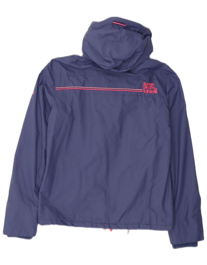 Superdry Veste coupe-vent à capuche pour femme UK 16 Large Bleu Colorblock