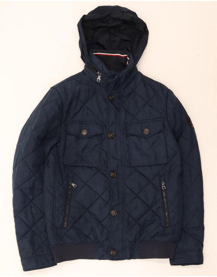 Tommy Hilfiger Veste matelassée à capuche pour homme UK 36 Small Bleu marine Polyester