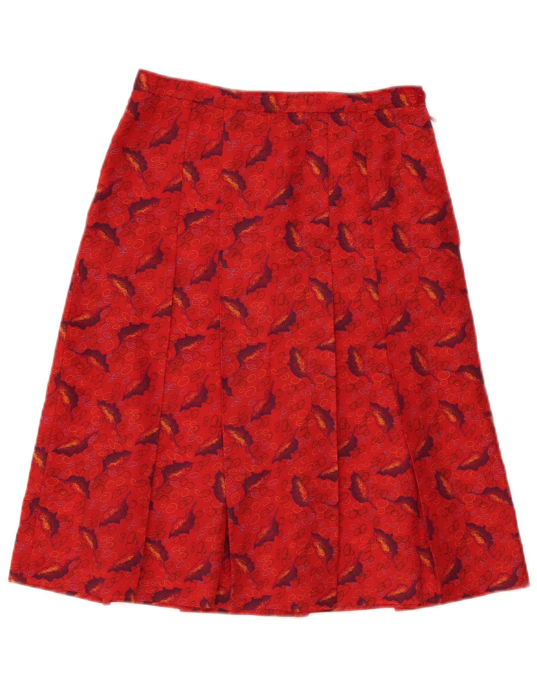 Jupe plissée à motif abstrait vintage pour femmes W28 Rouge moyen