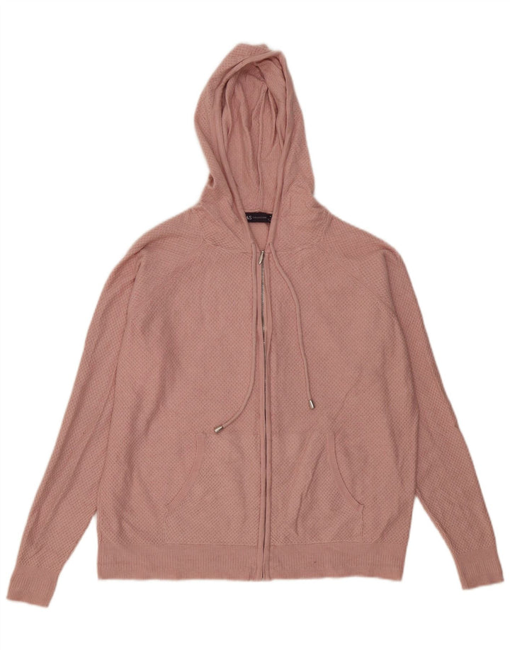 Marks & Spencer Pull à capuche zippé pour femme UK 14 Viscose rose moyen