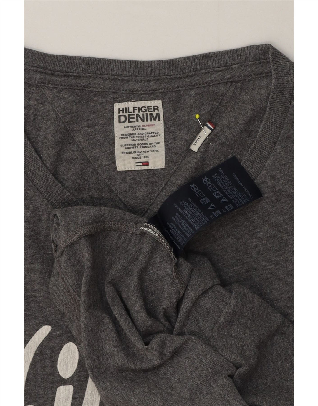 Tommy Hilfiger Haut graphique à manches longues pour homme Petit coton moucheté gris