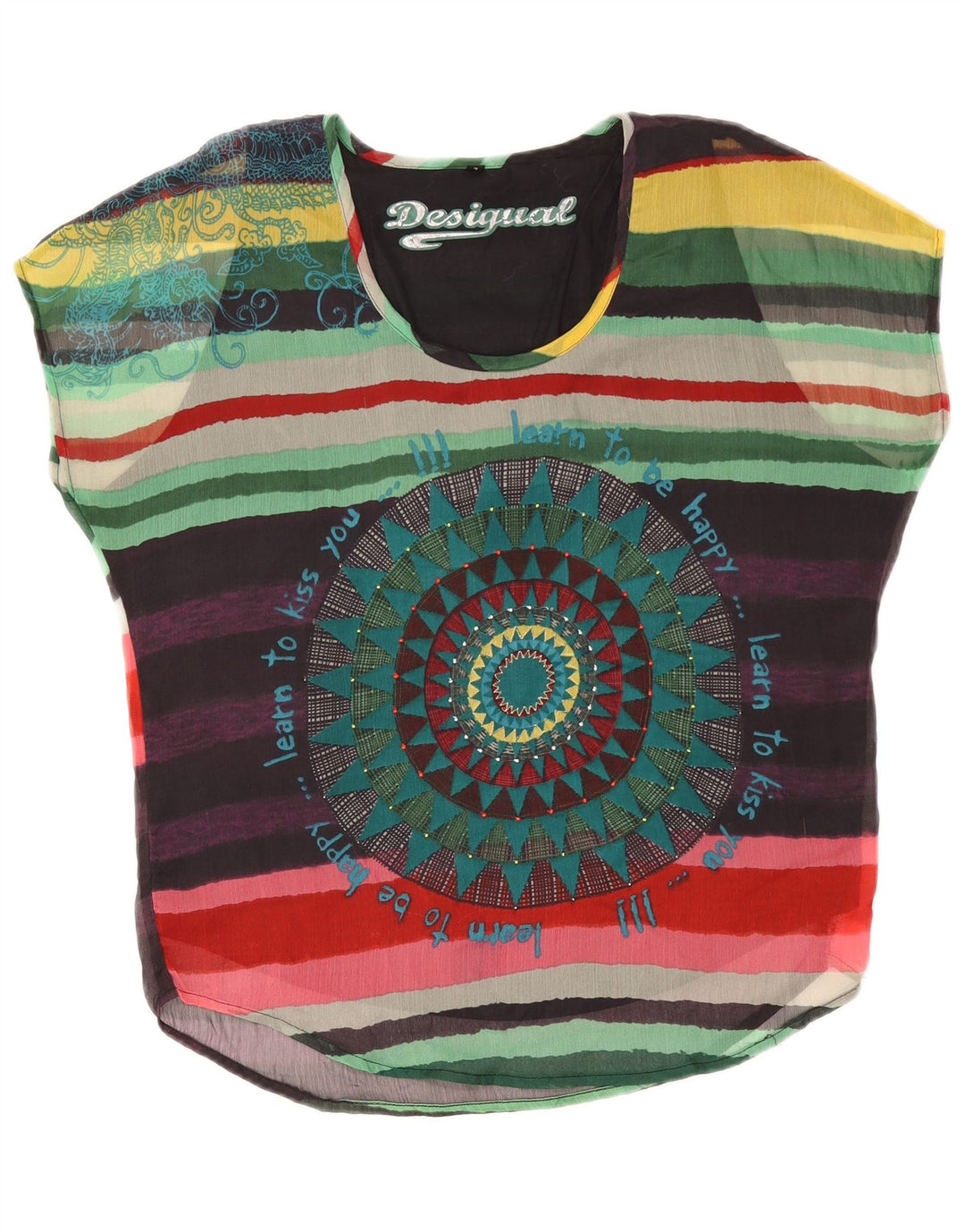 Desigual Chemisier surdimensionné pour femme UK 46 Large Rayé Multicolore