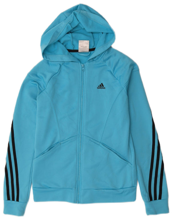 Adidas Pull à capuche zippé pour femme UK 6 XS Bleu Polyester