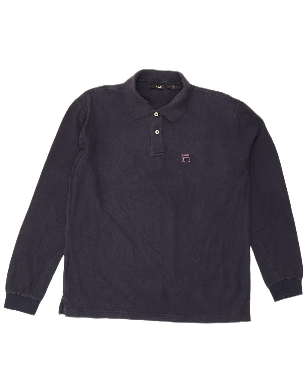 FILA Polo à manches longues pour hommes, grand, bleu marine