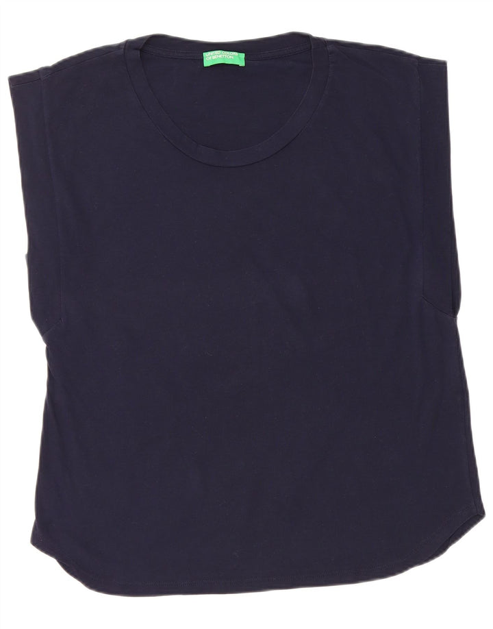 Benetton Débardeur Femme UK 12 Coton Bleu Marine Moyen