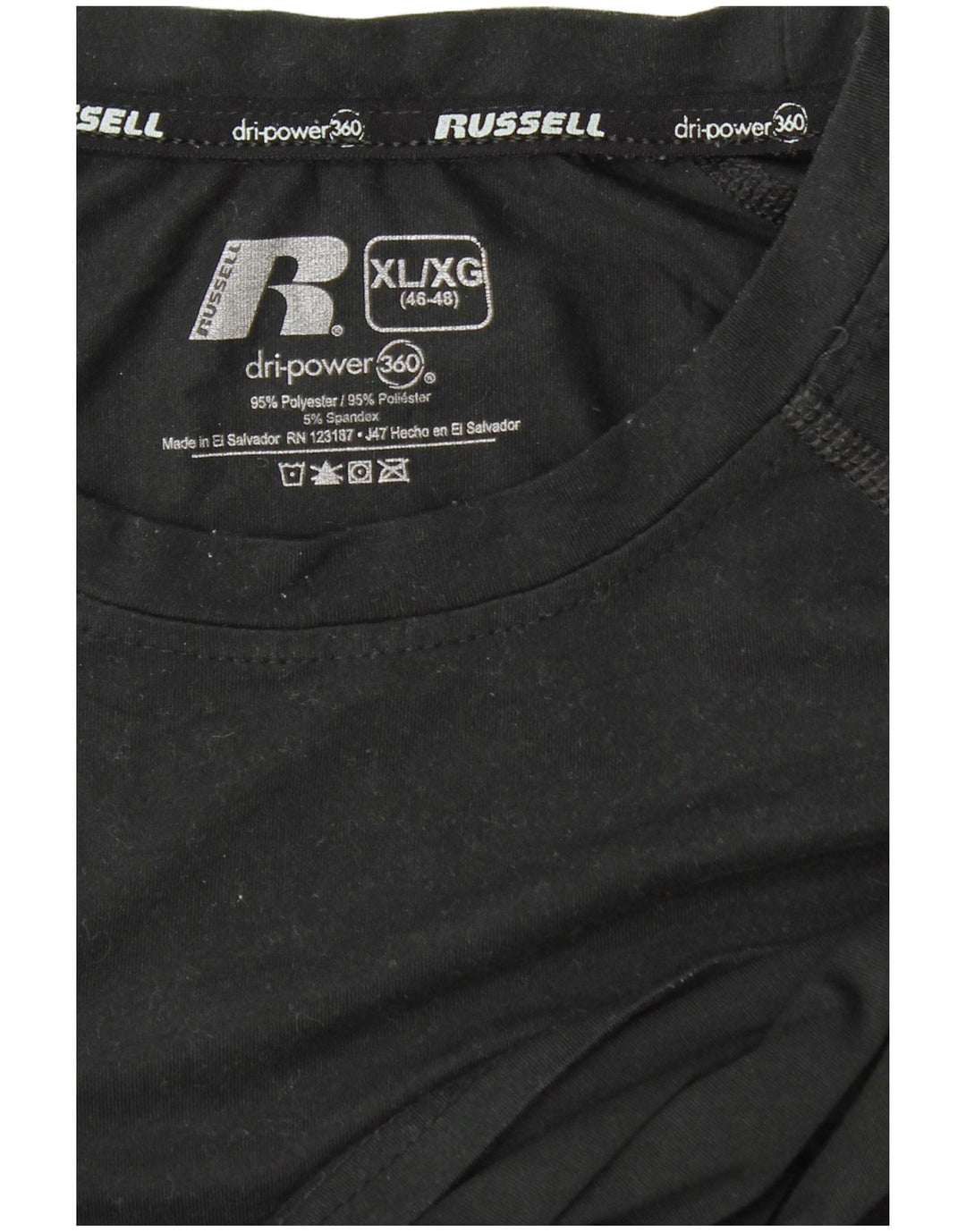 RUSSELL ATHLETIC Haut Dri-Power Homme Manches Longues XL Noir Polyester