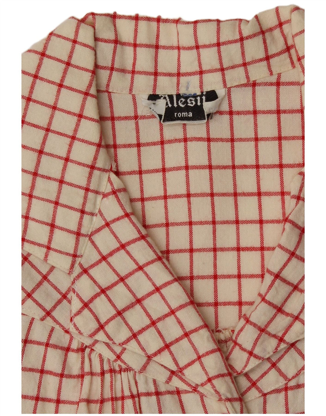 vintage Femme 3/4 Chemise à manches UK 12 Medium Off White Check