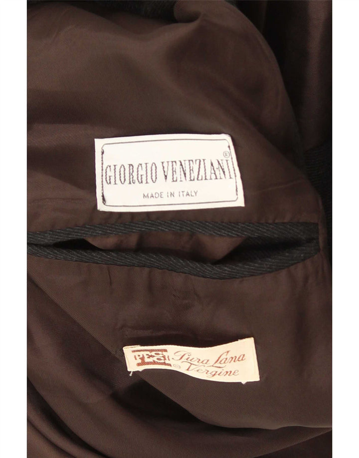 vintage Mens Overcoat UK 40 Grande laine vierge noire