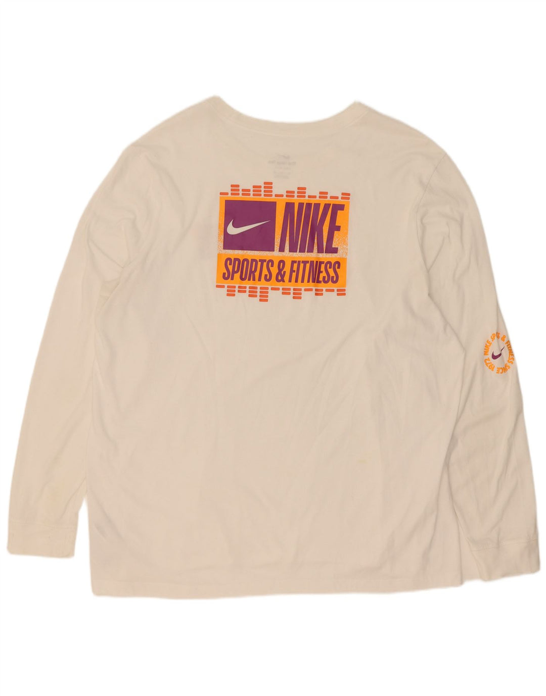 Nike Haut graphique Dri Fit à manches longues pour homme en coton blanc 2XL