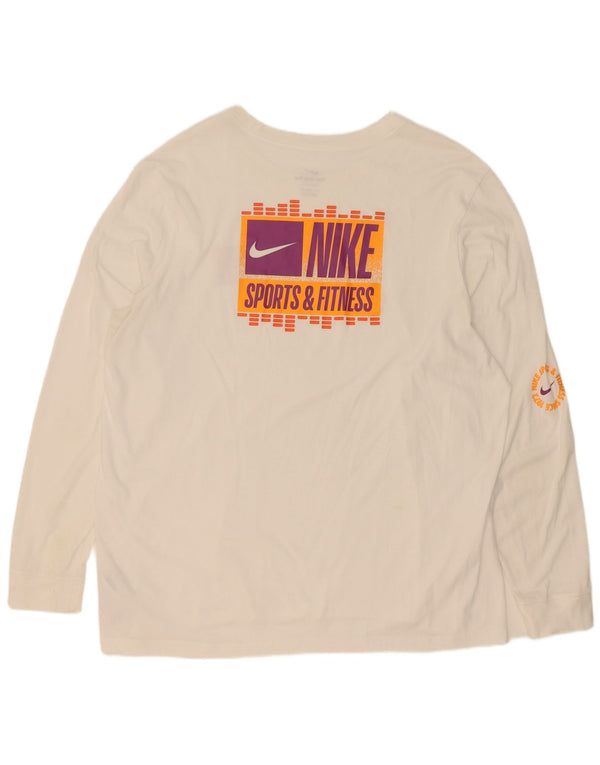Nike Haut graphique Dri Fit à manches longues pour homme en coton blanc 2XL