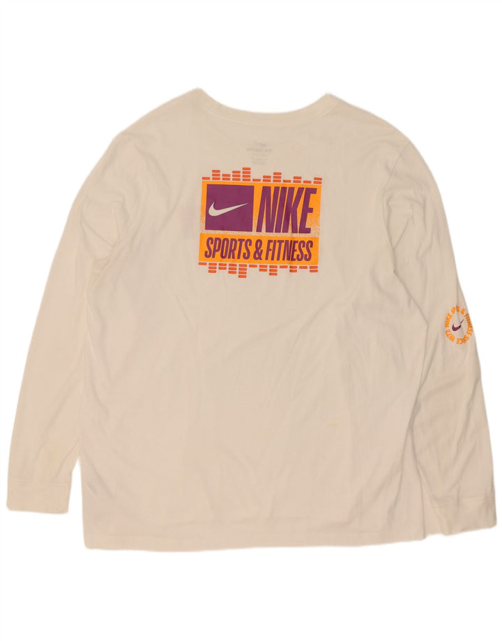 Nike Haut graphique Dri Fit à manches longues pour homme en coton blanc 2XL