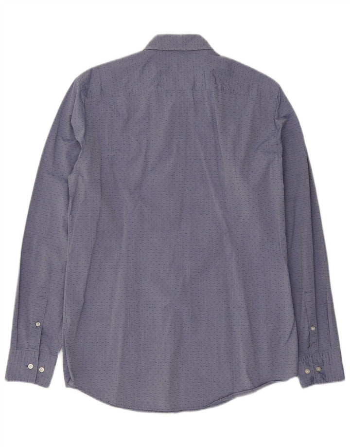 Hugo Boss Chemise slim fit pour homme Taille 15 3/4 40 Bleu moyen tacheté