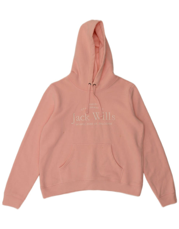 Jack Wills Pull à capuche surdimensionné graphique pour femme UK 16 grand coton rose