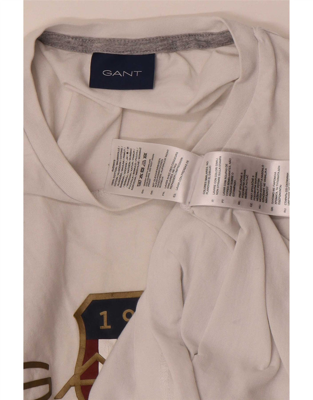 Gant T-Shirt Graphique Haut Moyen Blanc Coton Homme