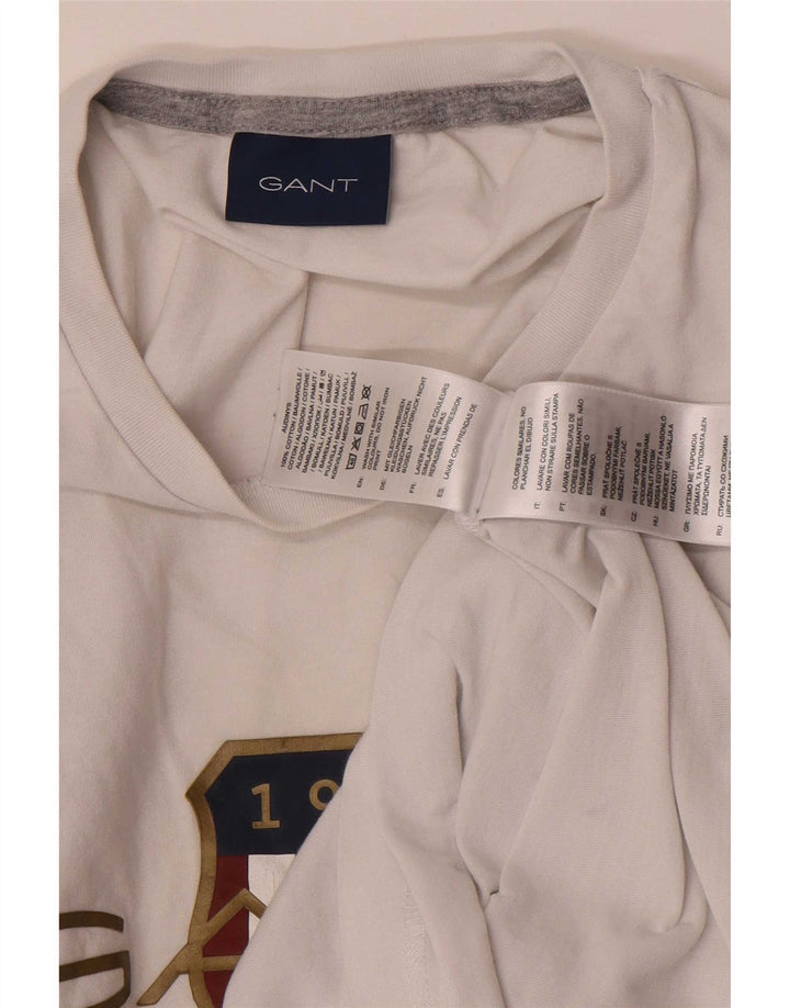 Gant T-Shirt Graphique Haut Moyen Blanc Coton Homme