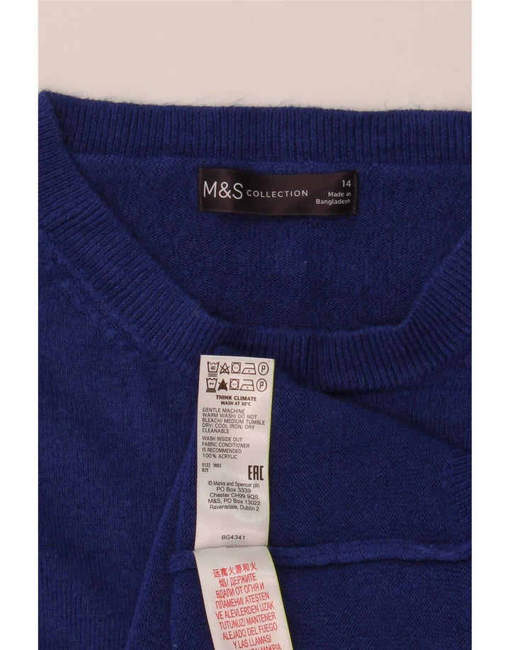 Marks & Spencer Pull ras du cou pour femme UK 14 Bleu moyen Acrylique