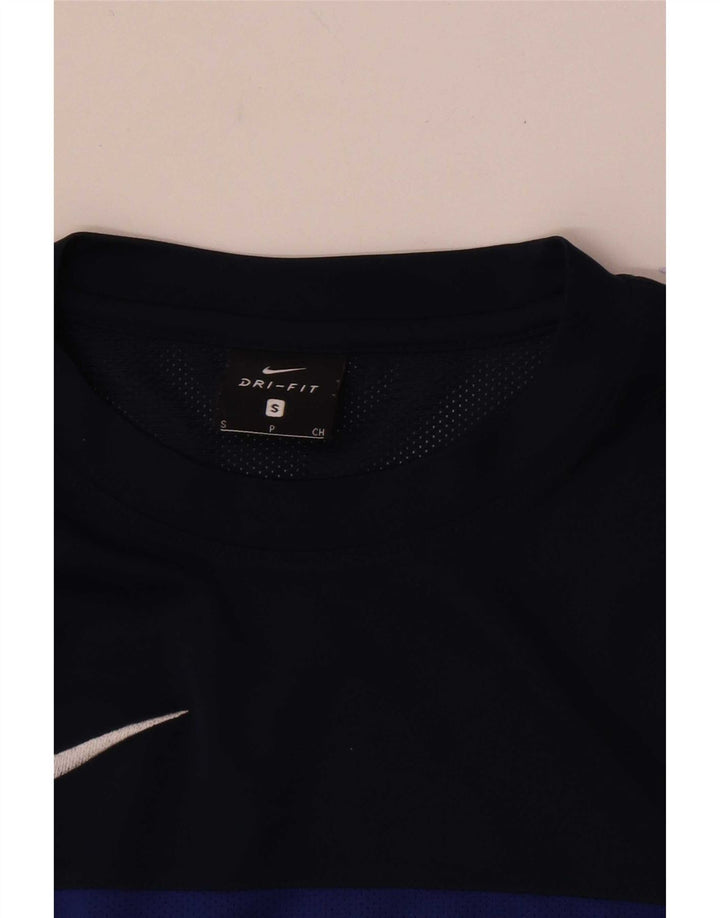 Nike Hommes Dri Fit T-Shirt Haut Petit Bleu Marine Colorblock