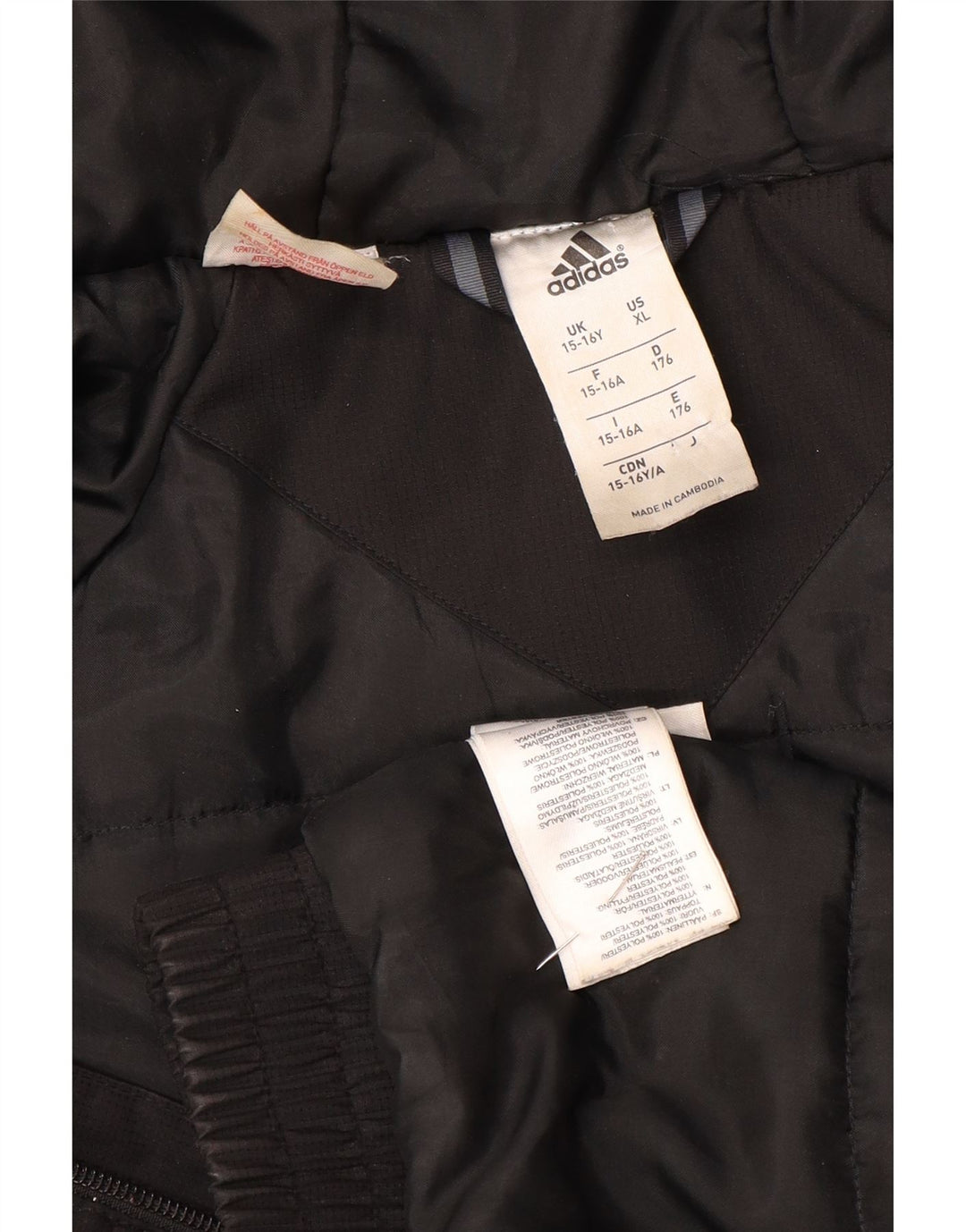 Adidas Veste coupe-vent à capuche garçon 15-16 ans Noir Polyester