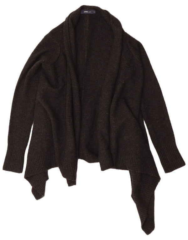 Zara Femme Asymétrique Ouvert Cardigan Pull UK 10 Petit Gris Acrylique