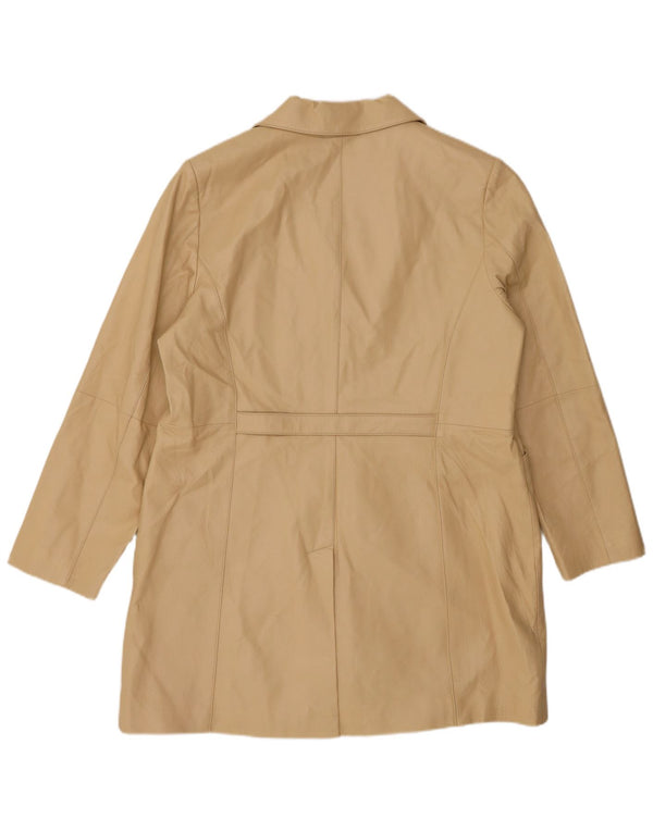 VINTAGE Manteau en cuir femme UK 20 2XL Cuir Beige