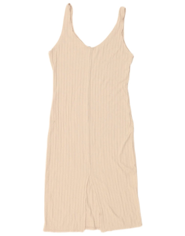 Zara Robe Slip Femme UK 14 Grande Viscose Beige
