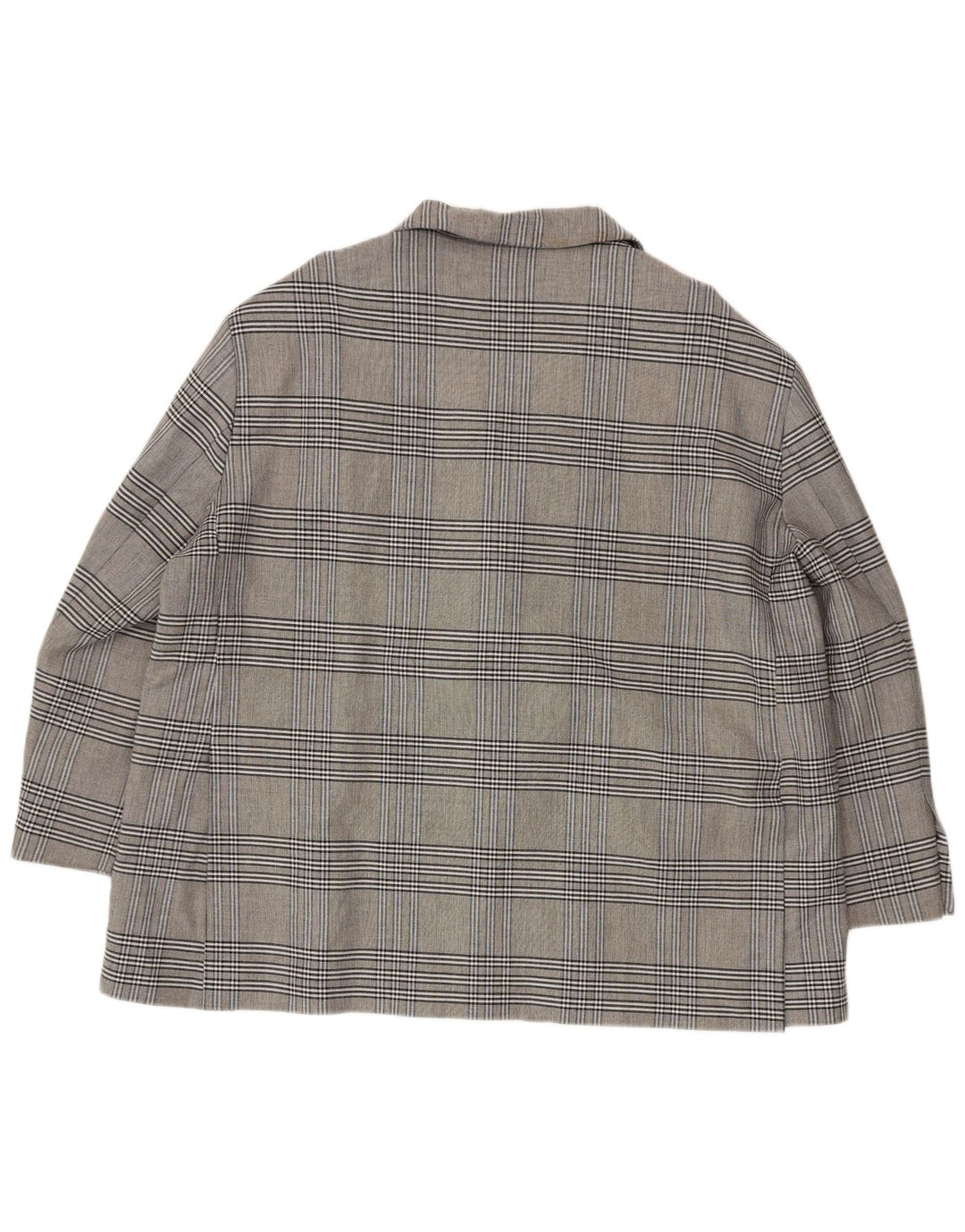 ZARA Veste blazer surdimensionnée à 2 boutons pour femme UK 18 XL Gris à carreaux Viscose