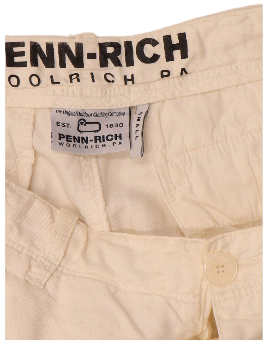 Woolrich Short Cargo Penn-Rich Graphic Homme Petit W29 Lin Blanc Cassé