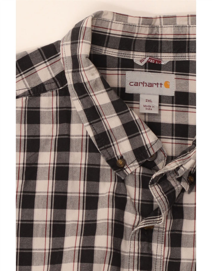 CARHARTT Chemise décontractée à manches courtes pour homme 2XL à carreaux noirs
