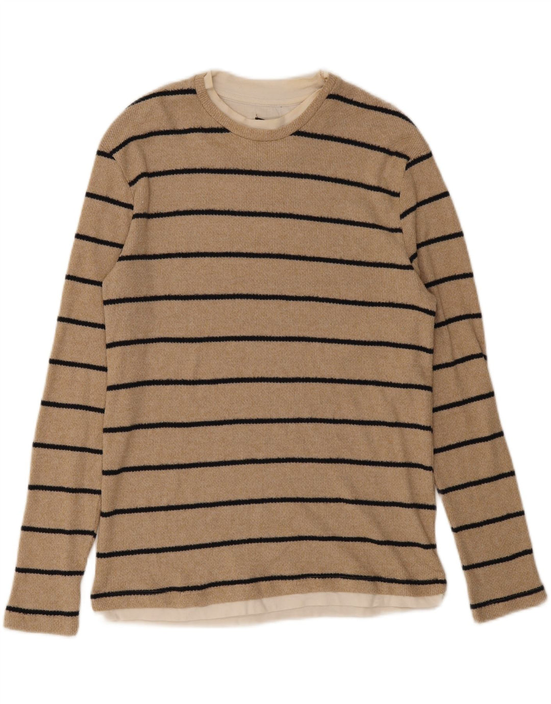 Zara Homme Top Manches Longues Rayé Beige Moyen