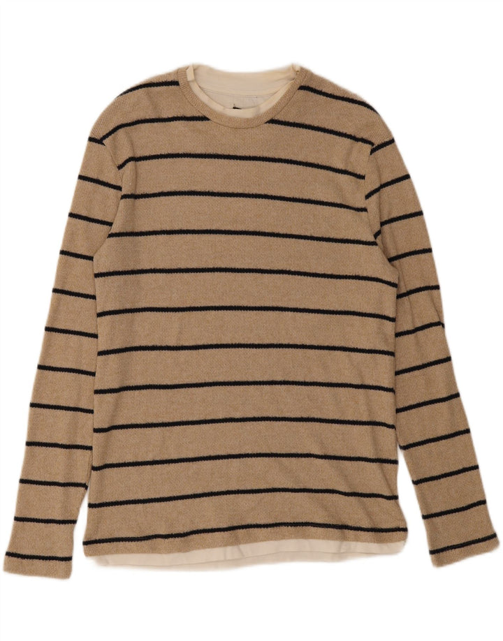 Zara Homme Top Manches Longues Rayé Beige Moyen