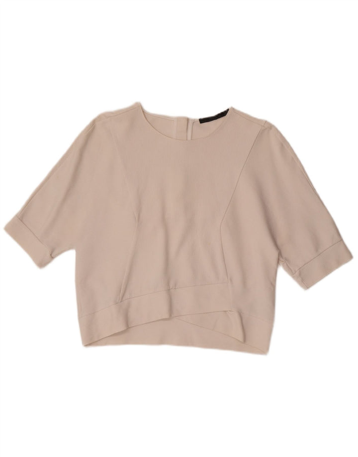 Zara Femme Chemisier Top UK 14 Moyen Blanc Coton