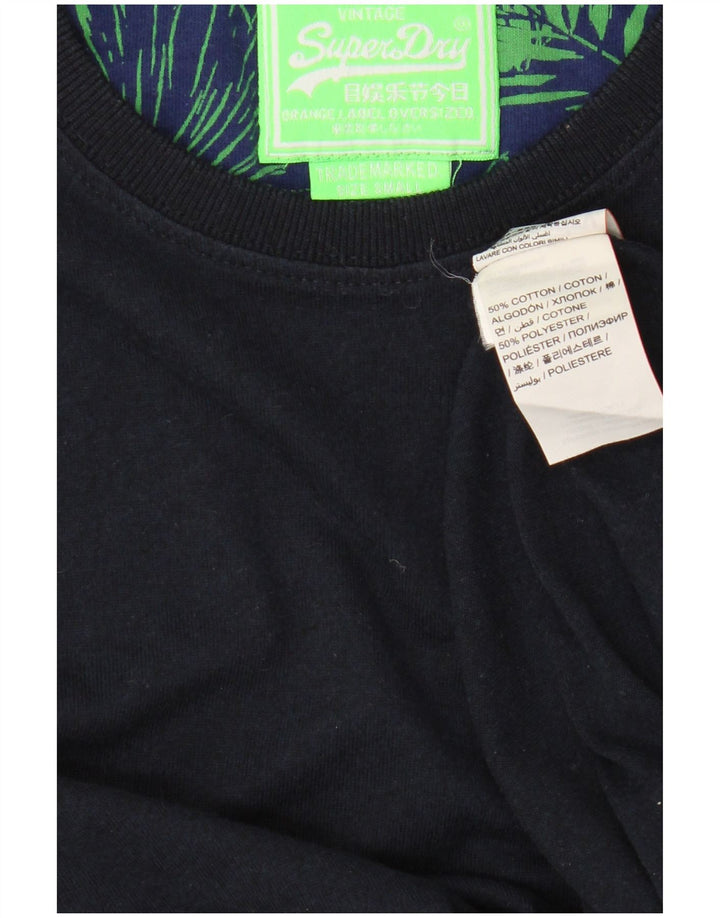 Superdry Homme T-Shirt Top Petit Bleu Marine Coton