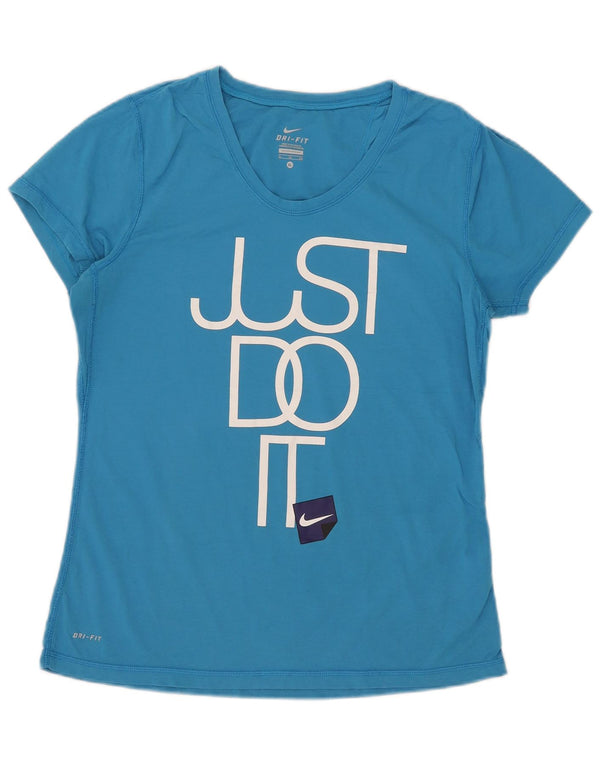 Nike T-shirt graphique Dri Fit pour femme UK 18 XL Bleu Coton