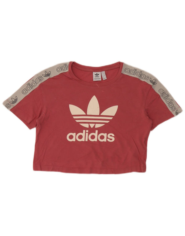 Adidas Womens Crop Graphic T-Shirt Top UK 8 Petit Rose Coton Sports