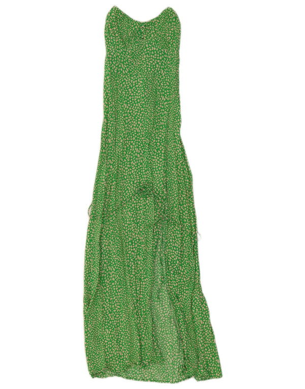 Zara Robe Maxi Femme UK 4 XS Vert Imprimé Animal
