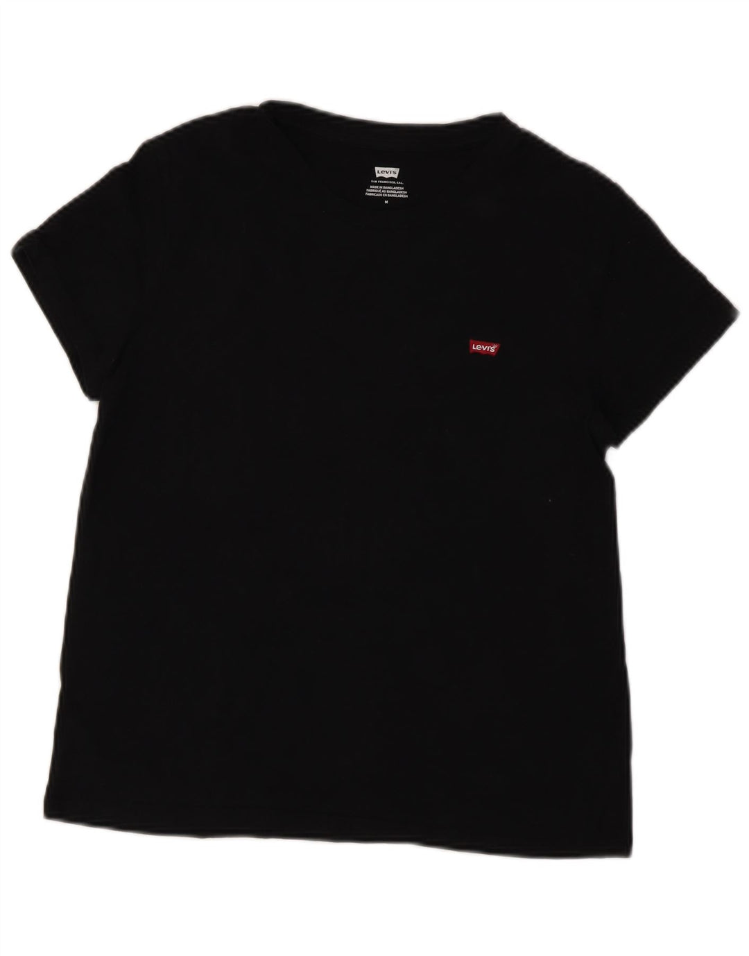 LEVI'S T-Shirt Femme UK 12 Noir Moyen Coton