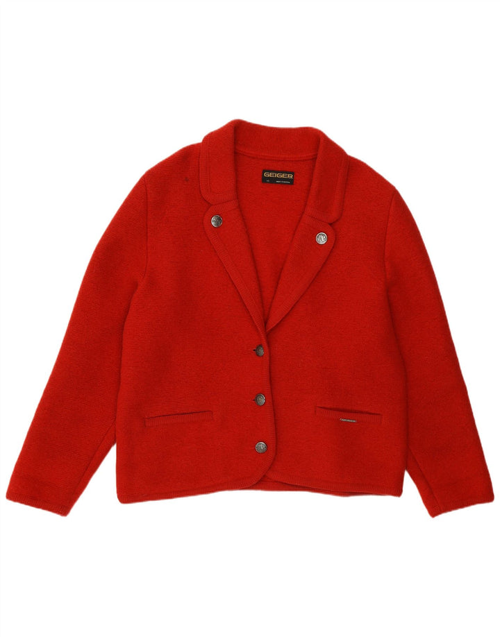 Geiger Veste blazer à 3 boutons pour femme EU 42 Grande laine vierge rouge