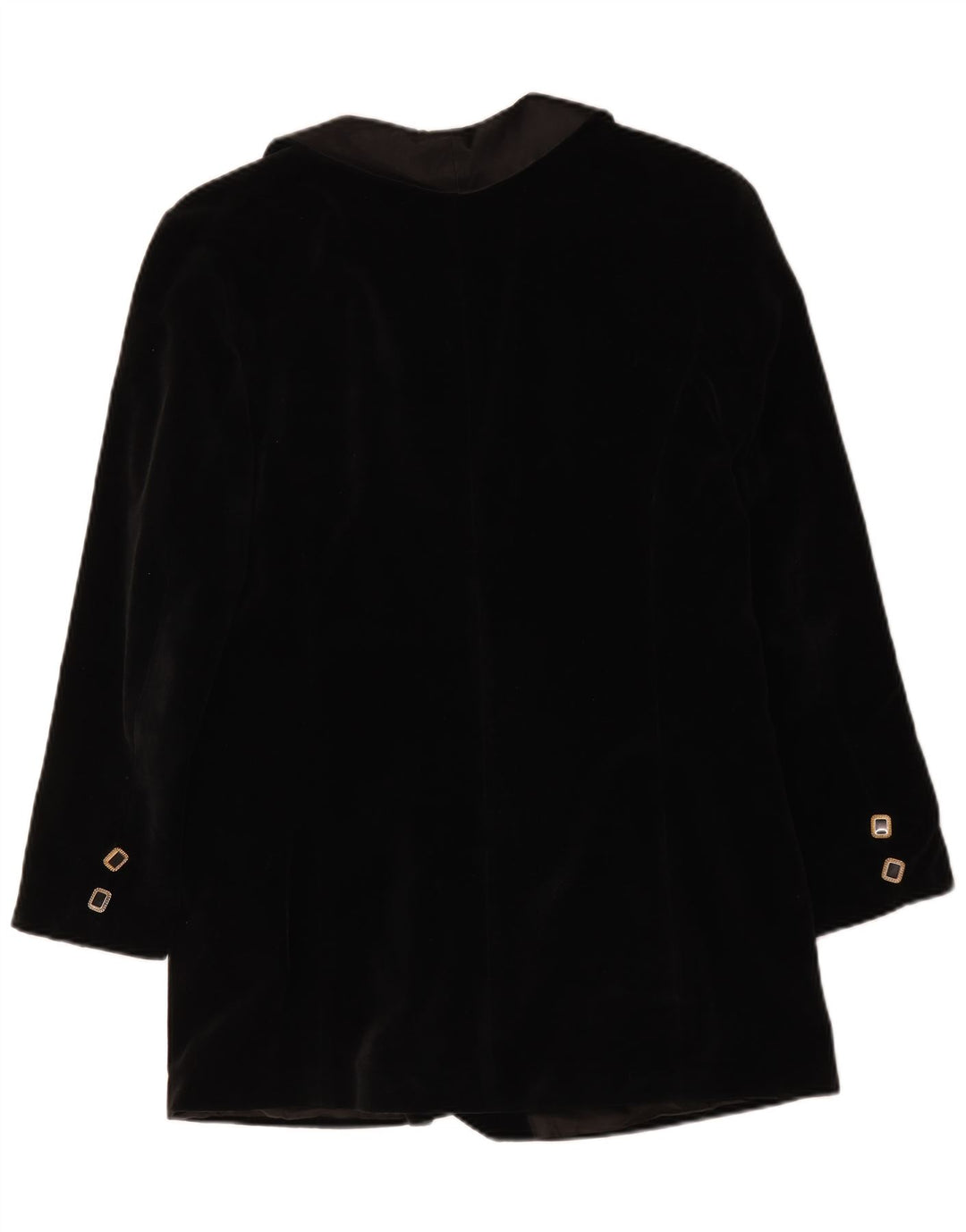vintage Femmes Double Breasted Velvet Blazer Veste UK 14 Moyen Noir