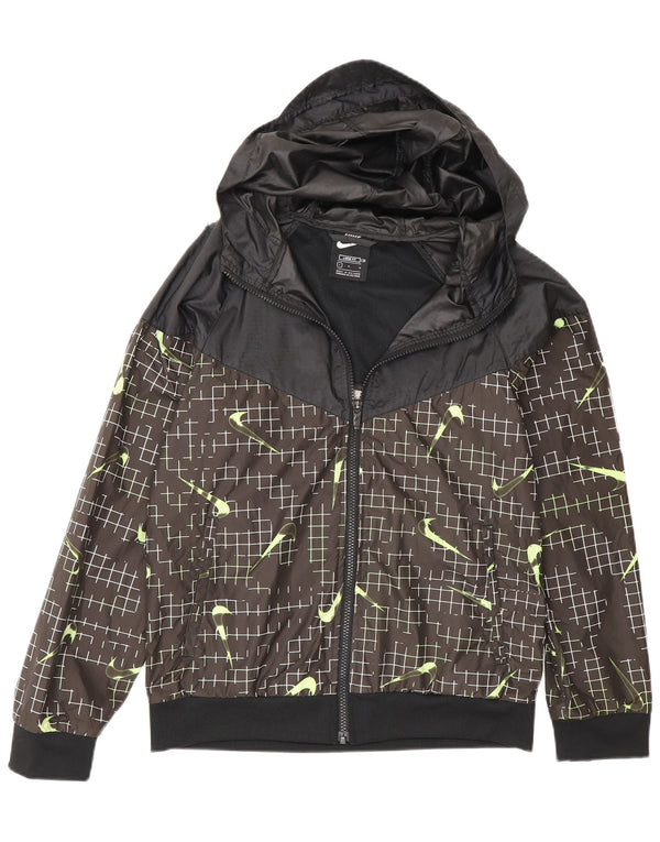 Nike Pull à capuche zippé graphique pour garçon 12-13 ans Grand Noir Géométrique