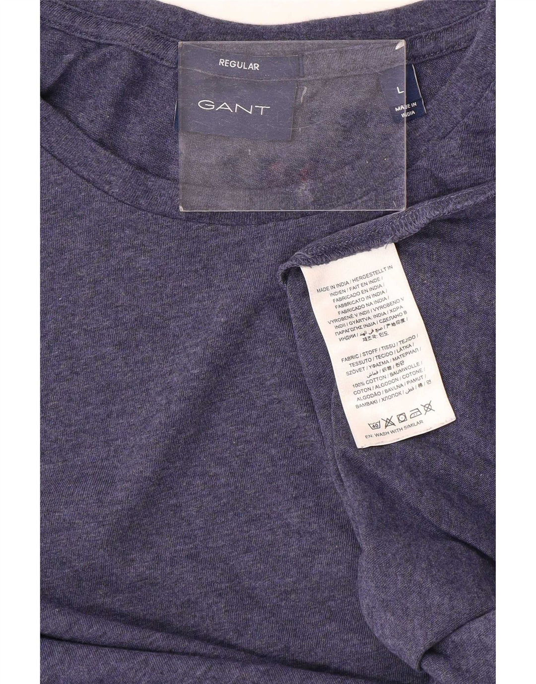 Gant Homme Regular T-Shirt Top Large Bleu Marine Moucheté Coton