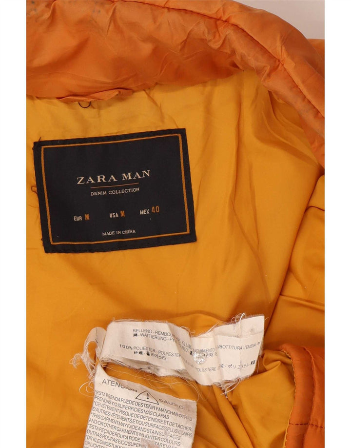 Zara Veste matelassée pour homme UK 38 Polyester color block orange moyen
