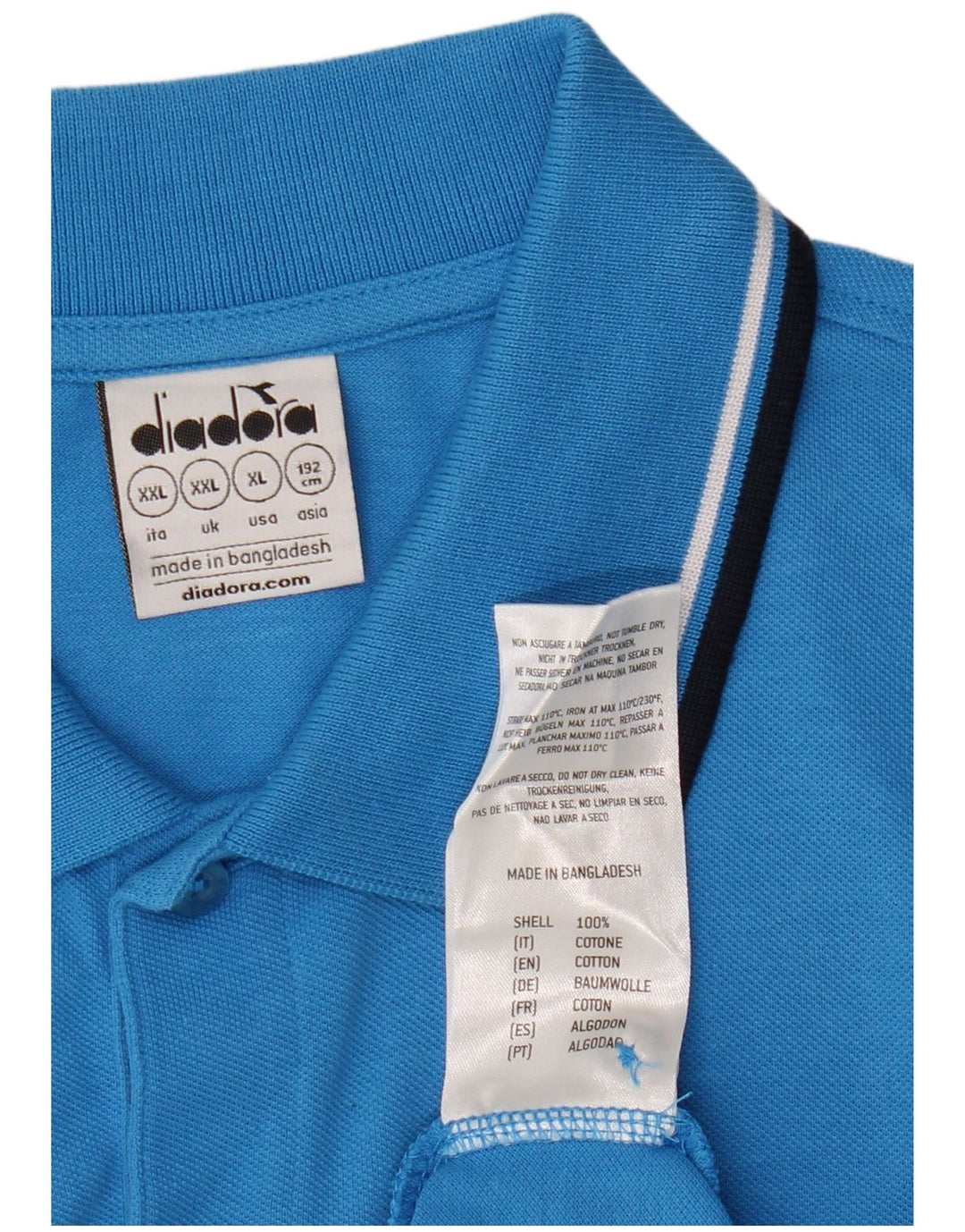 DIADORA Polo Homme 2XL Bleu Coton