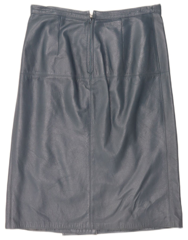 jupe en cuir taille haute femme vintage IT 46 Large W30 Bleu