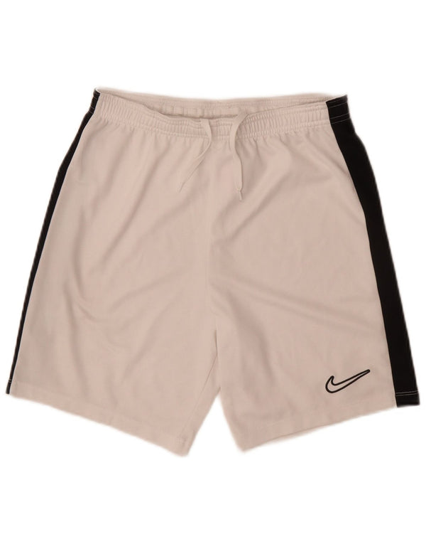 Nike Short de sport Dri Fit pour garçon 11-12 ans Large Blanc Colorblock