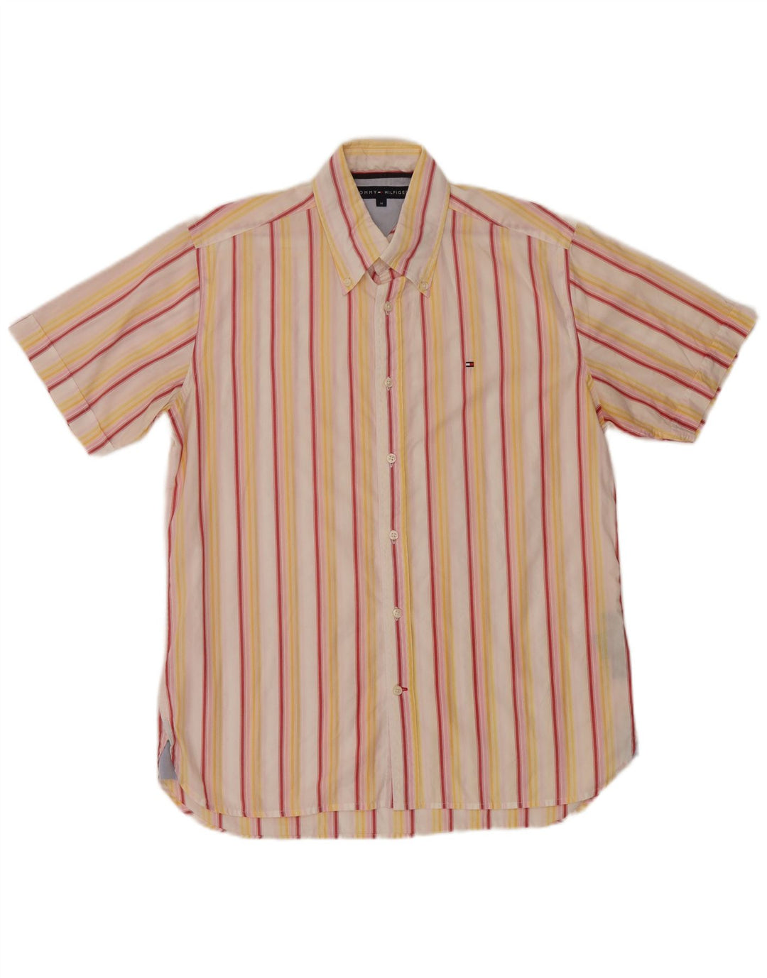 Tommy Hilfiger Chemise à manches courtes homme en coton rayé jaune moyen