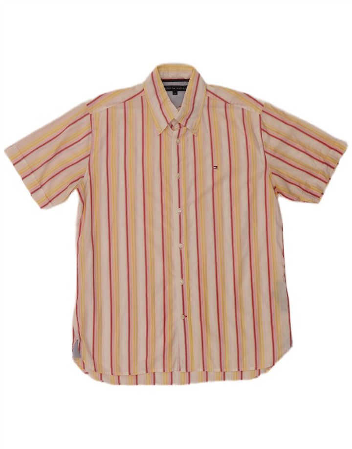Tommy Hilfiger Chemise à manches courtes homme en coton rayé jaune moyen