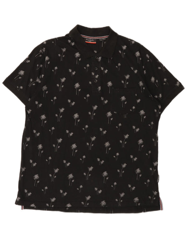 Pierre Cardin Polo Homme Grand Noir Floral Coton Hawaïen