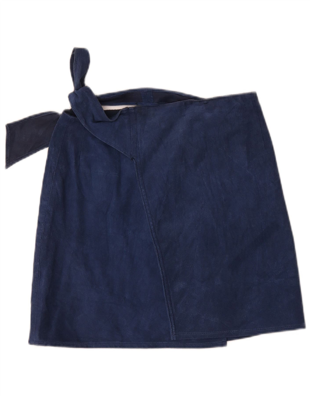vintage Femme Daim Mini Jupe Portefeuille W32 Grand Bleu Marine