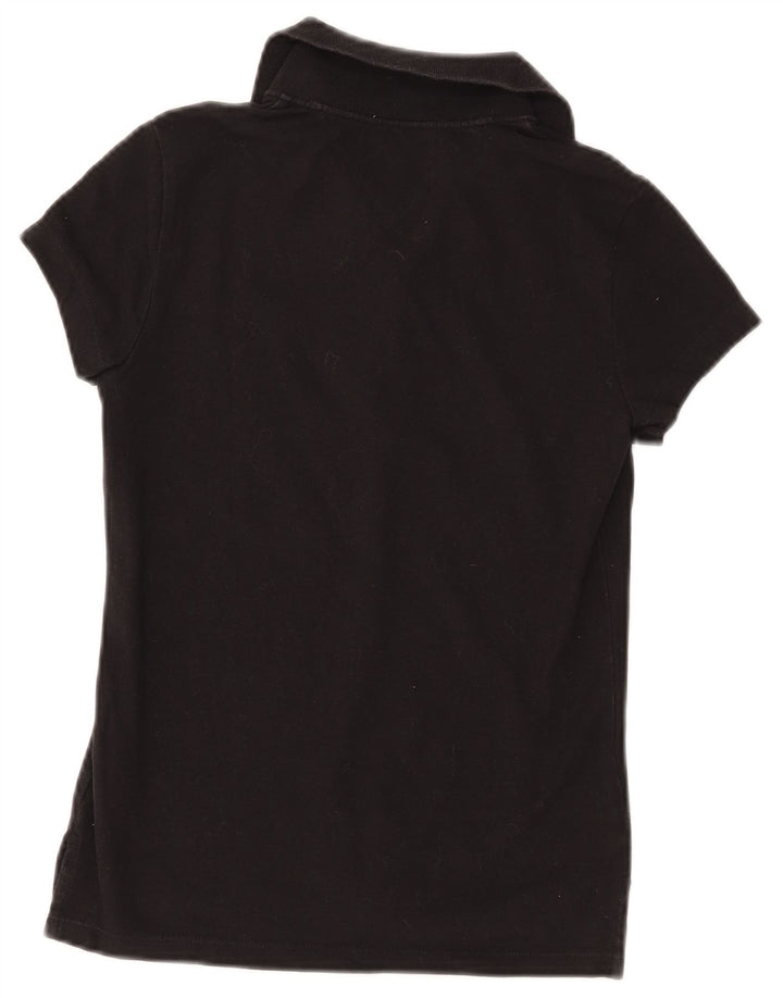 TOMMY HILFIGER Polo Femme UK 8 Small Noir Coton